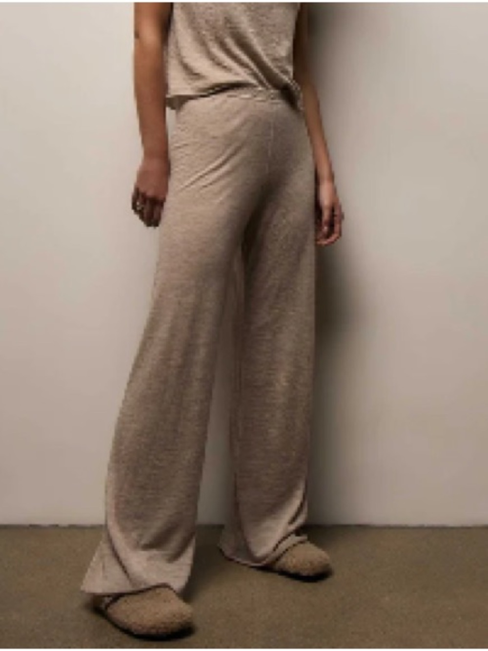 James Perse Wool Lounge Pants Wide Leg Oatmeal Heather Size 2/Medium